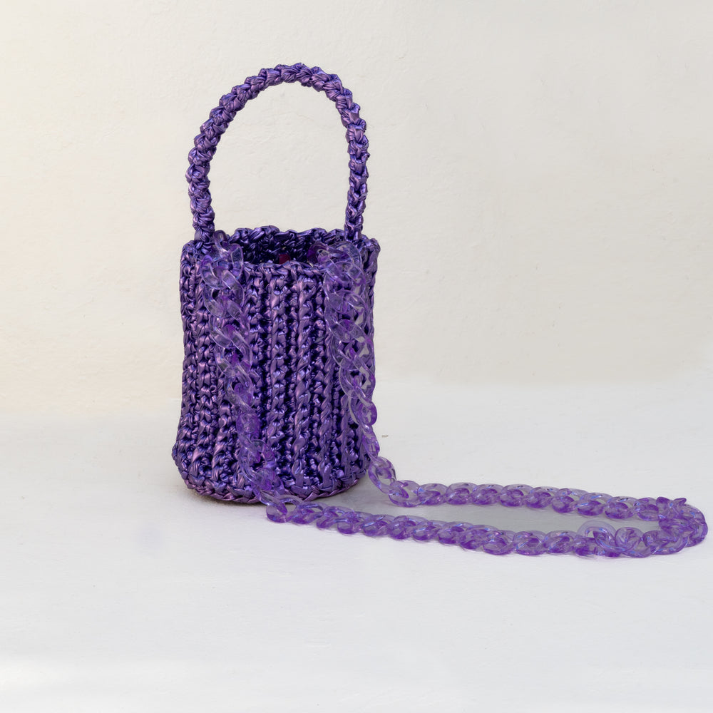 Roundy Mini Bucket Bag in Metallic Violet