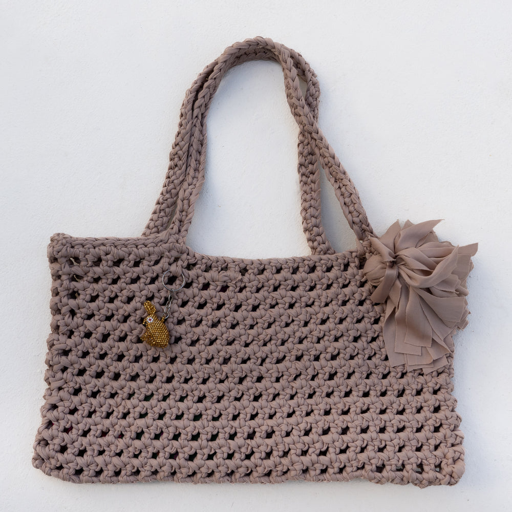 Luna Crochet Shoulder Bag in Tan