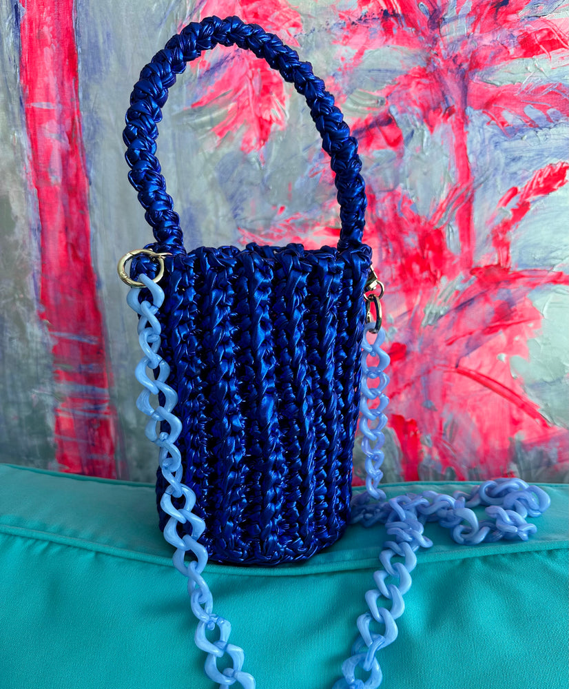 
                  
                    Roundy Mini Bucket Bag in Metallic Blue
                  
                